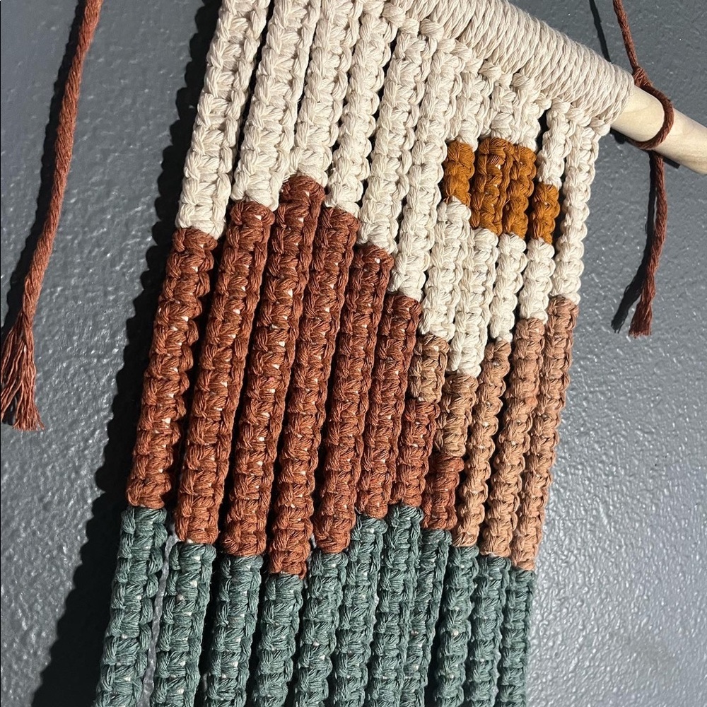 Handmade macrame Mountain Landscape Wall Hanging!